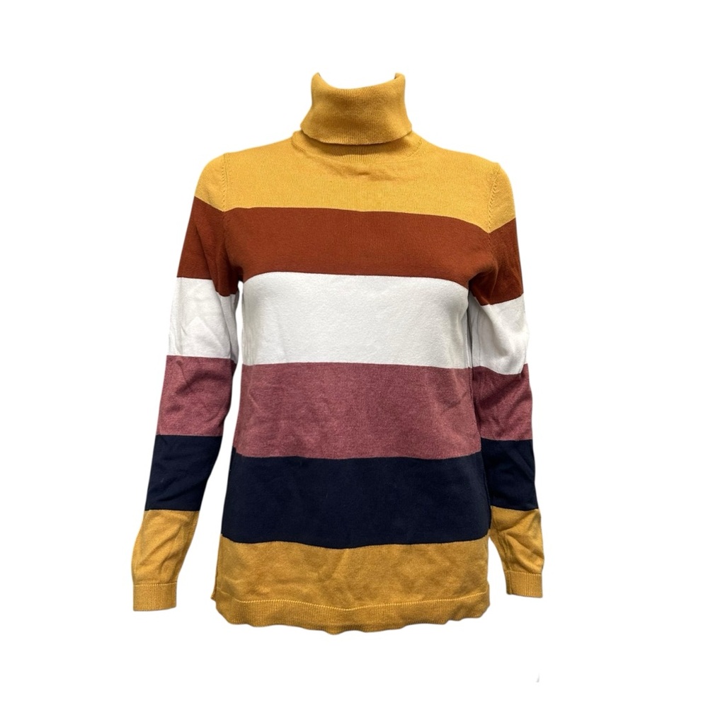 EDC Multicolor Bold Stripe Stretchy Turtleneck Top Size M